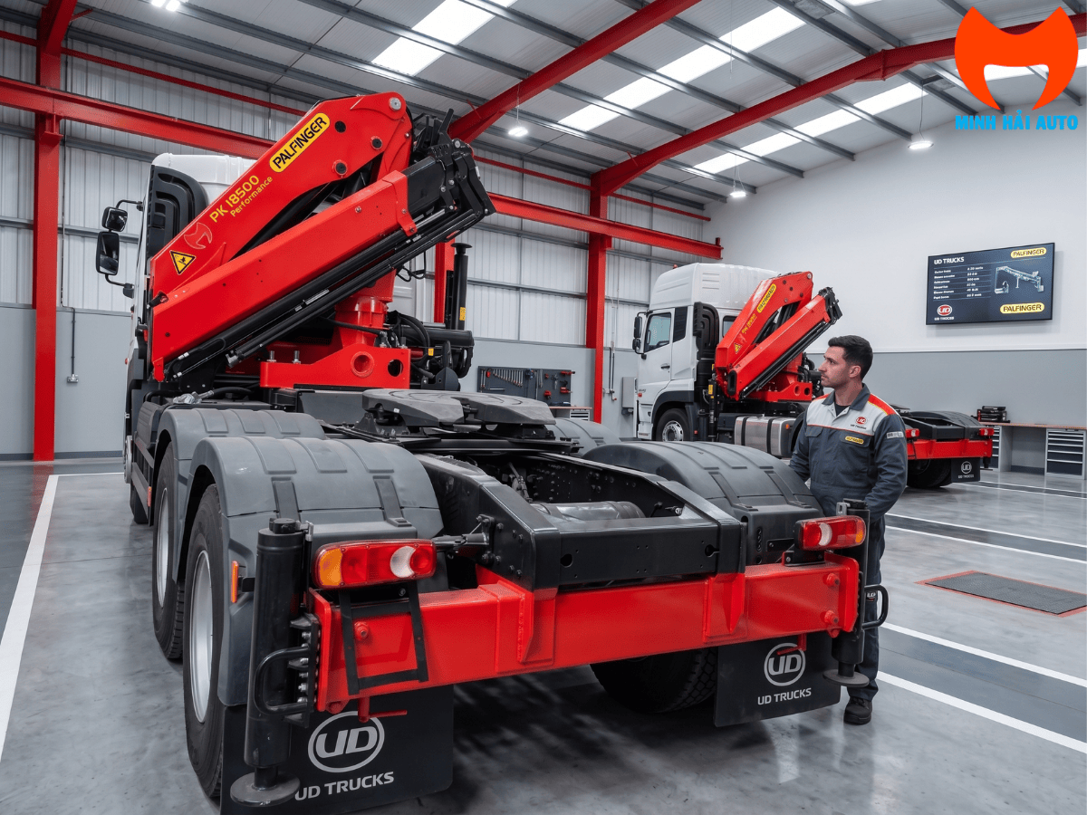 Cẩu gập Palfinger PK42502 sức nâng 15 tấn lắp trên xe chuyên dụng