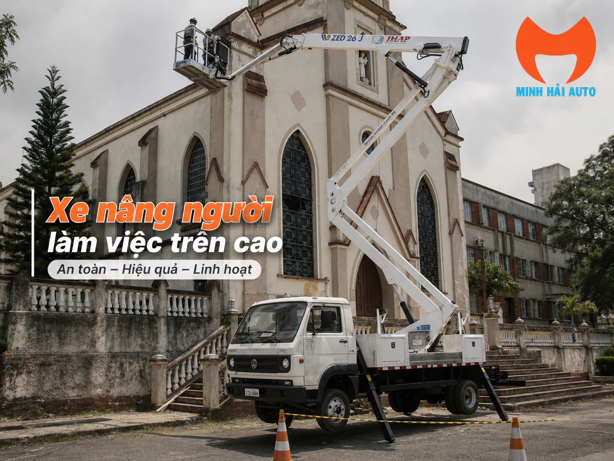 Chân chống xe nâng người khi triển khai tại hiện trường