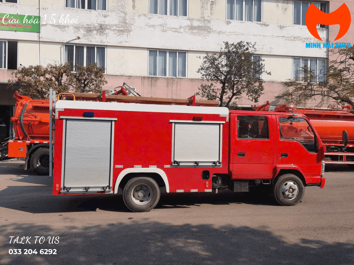 Chi tiết hệ thống bơm và bảng điều khiển của xe cứu hỏa 1.5 khối