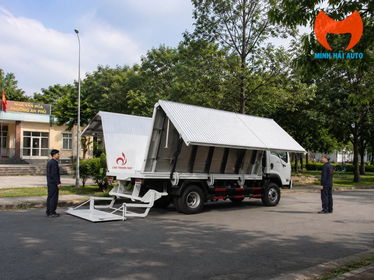 Hệ thống cơ cấu sàn thủy lực xe sân khấu di động Hino