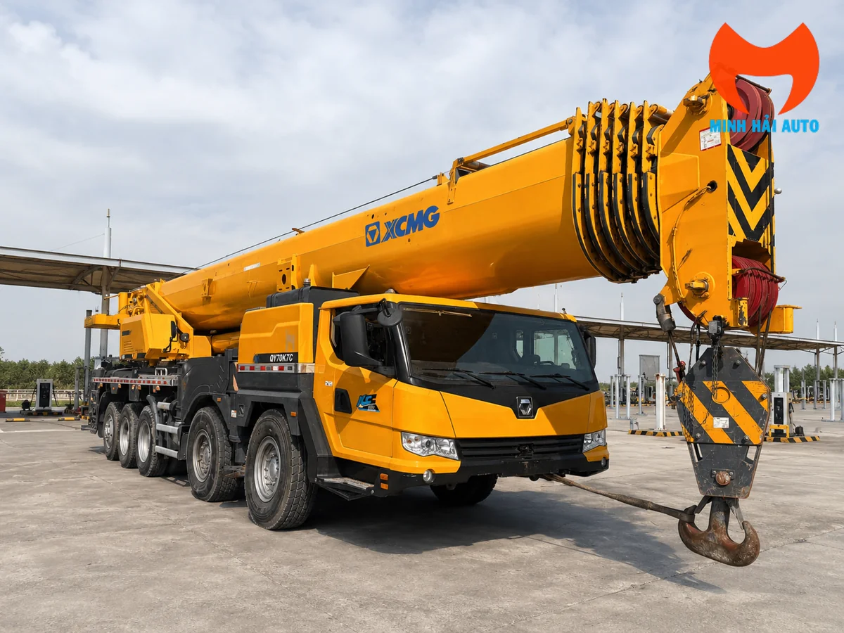 Đầu cần và cụm móc tải xe cẩu bánh lốp XCMG