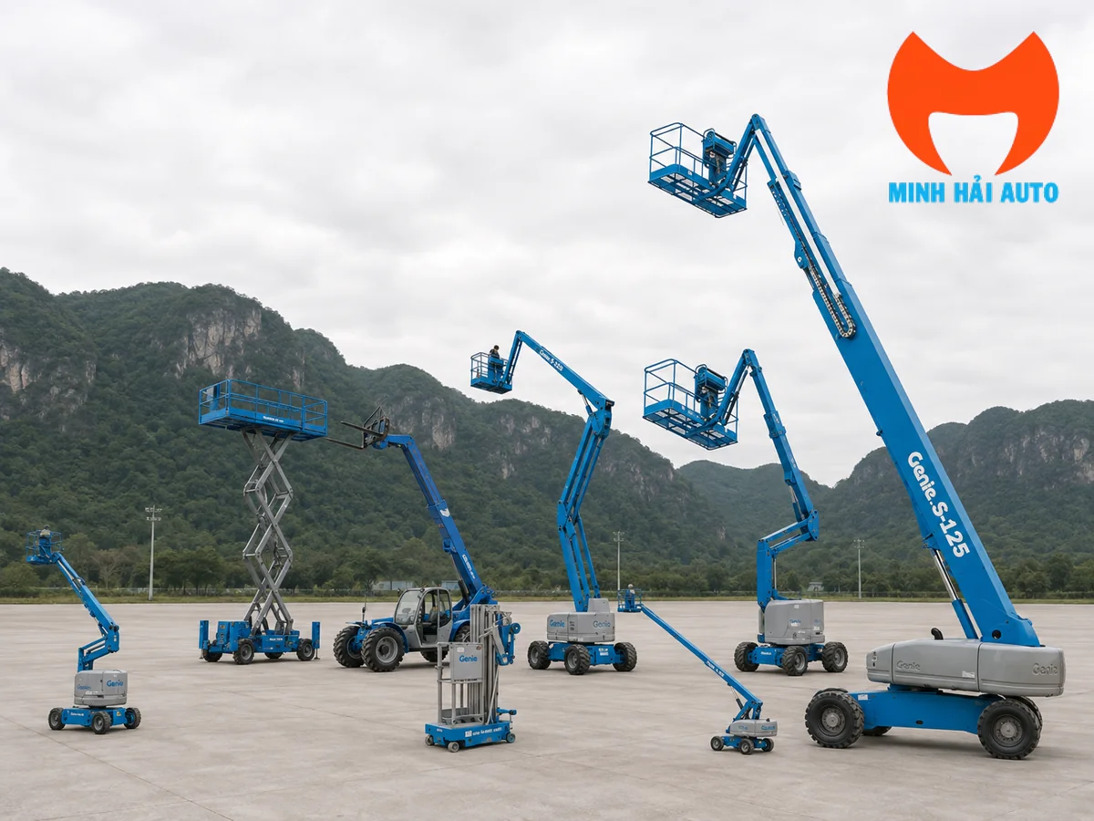 Dãy xe nâng người Genie gồm dạng cần và dạng cắt kéo