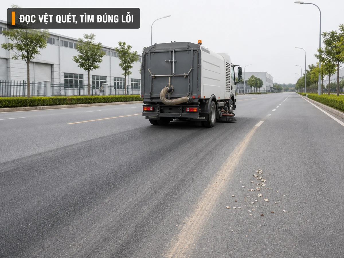 Đọc vệt quét để tìm nguyên nhân xe quét đường hút yếu