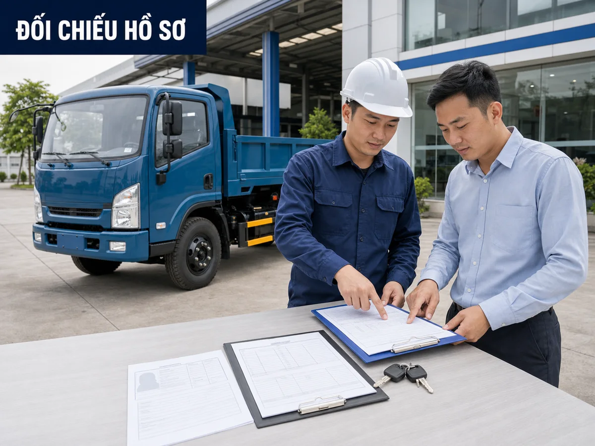Đối chiếu hồ sơ xe ben Hoa Mai khi bàn giao Đối chiếu hồ sơ bàn giao xe ben Hoa Mai