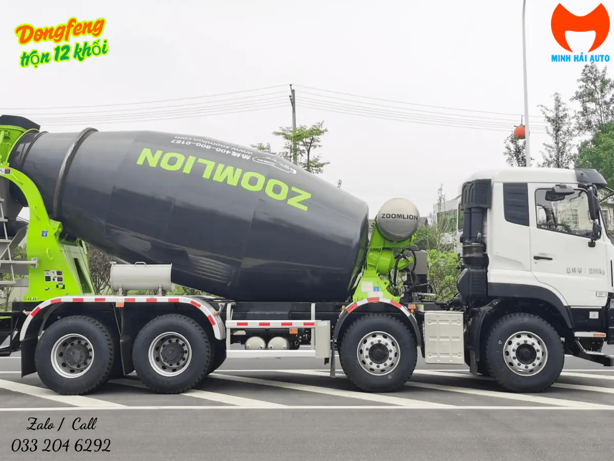 Xe trộn bê tông Dongfeng lắp bồn Zoomlion nhìn ngang bên phải