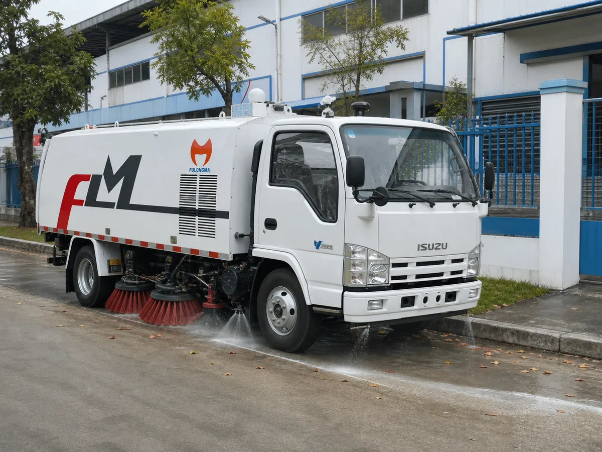Fulongma FLM5110 quét đường trong khu công nghiệp