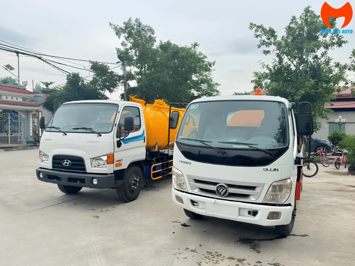 Cận cảnh hệ thống bơm chân không vòng nước công suất 18.5 kW trên xe hút chất thải 6 khối Hyundai W11S