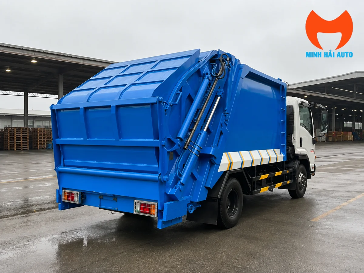Hệ thống thủy lực phía sau xe cuốn ép rác Isuzu