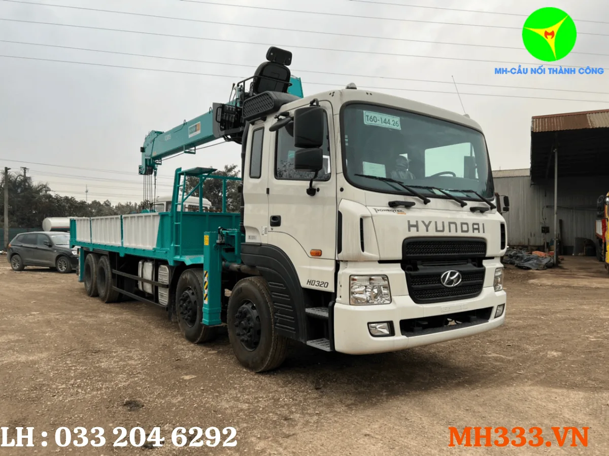 Hyundai HD320 gắn cẩu 12 tấn triển khai chân chống
