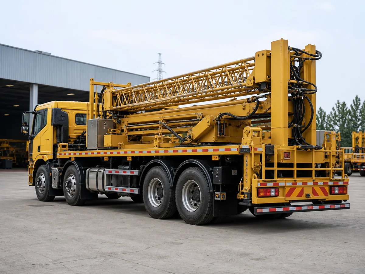 Xe HZZ5311JQJ22 thu gọn thiết bị ở trạng thái vận chuyển