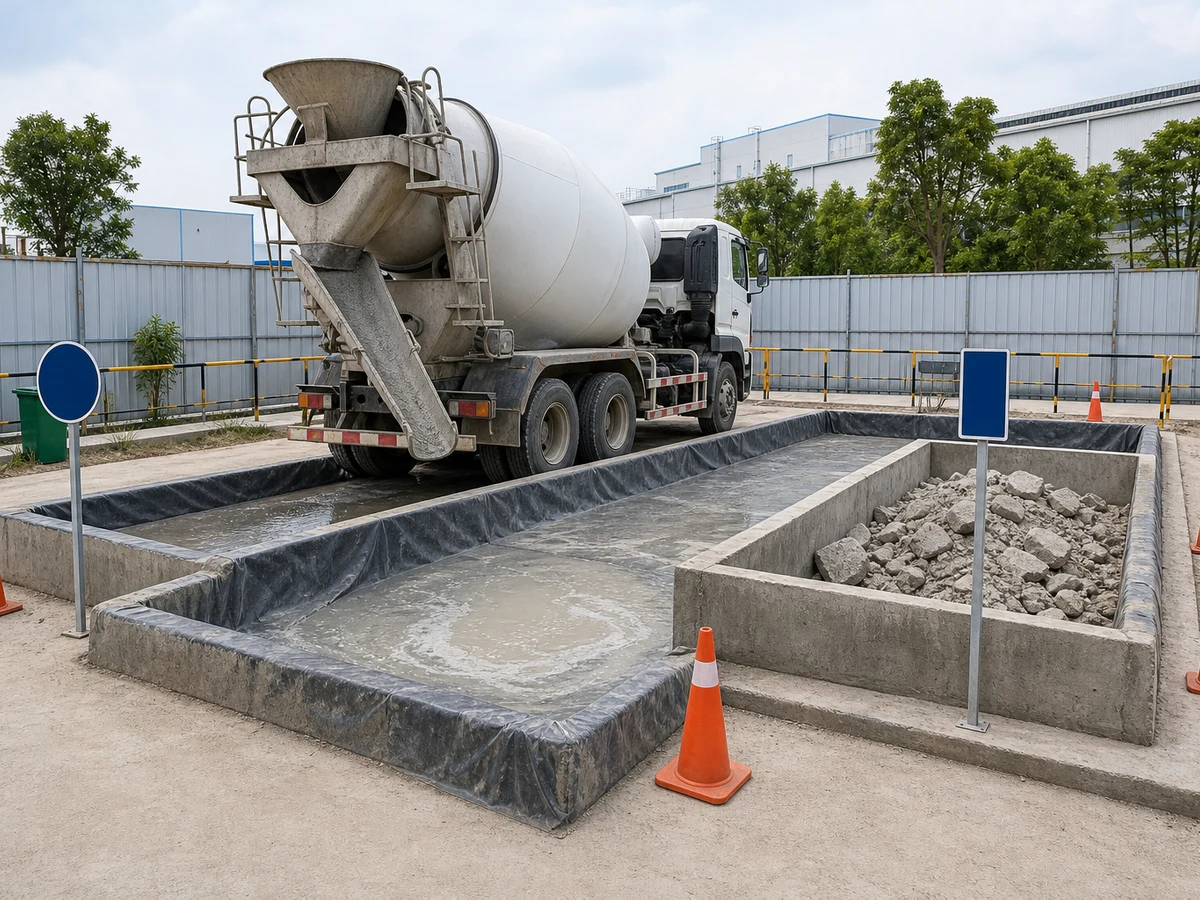 Khu vực thu gom nước rửa và cặn bê tông