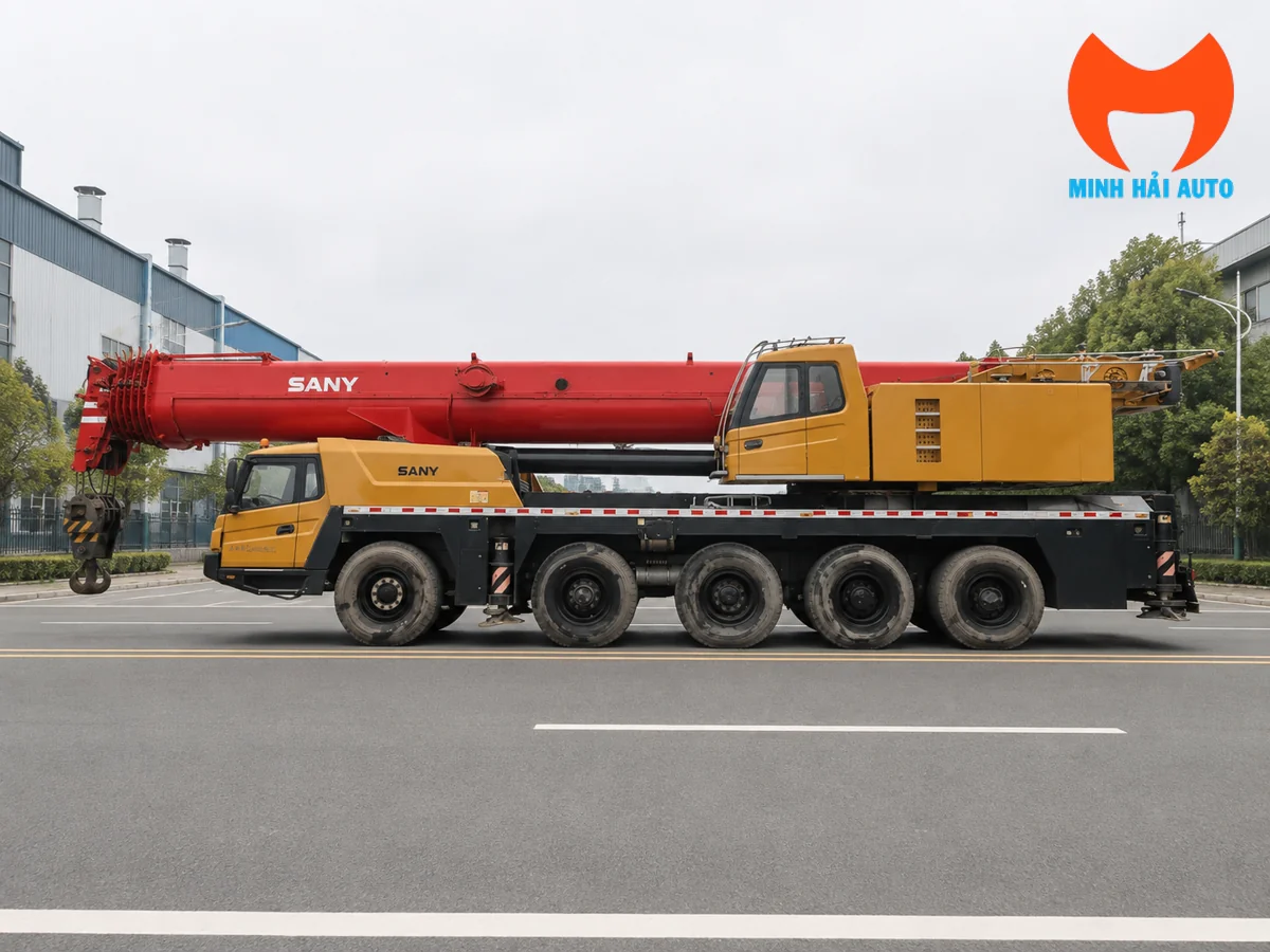 Khung gầm xe cẩu bánh lốp nhiều trục nhìn ngang