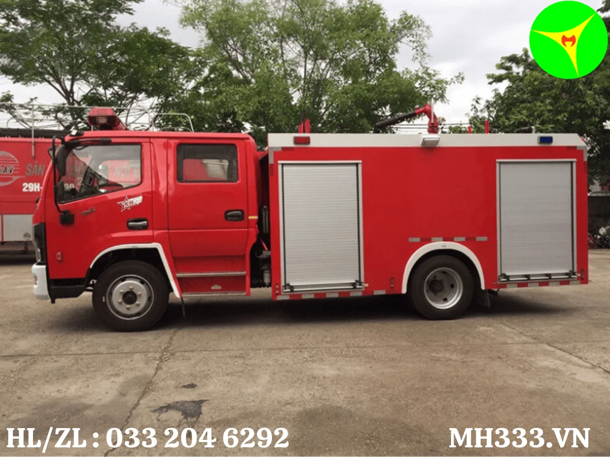 Kích thước xe cứu hỏa Isuzu 2,3 khối cabin kép