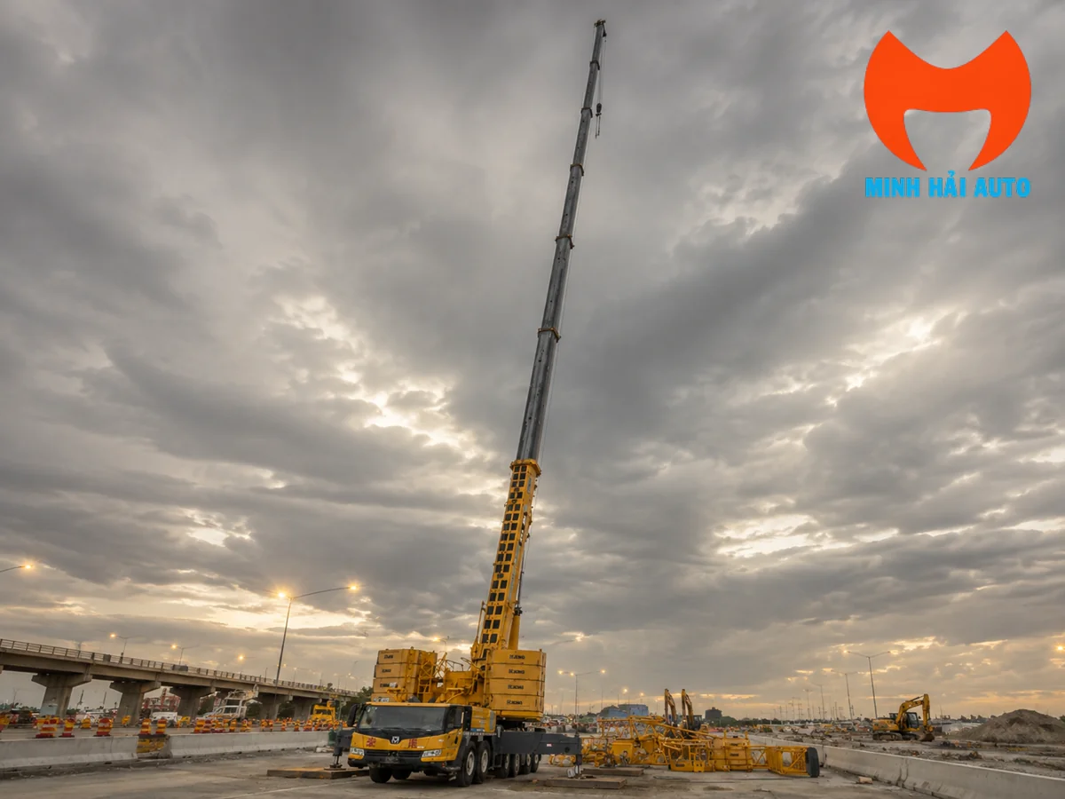Kiểm tra xe cẩu bánh lốp XCMG cũ trước khi mua