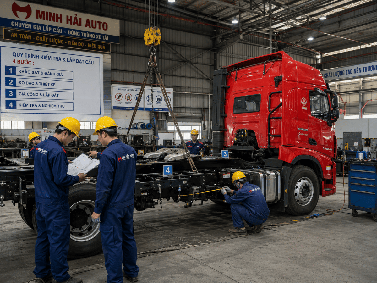 Quy trình 4 bước cải tạo xe đầu kéo gắn cẩu chuẩn pháp lý Cục Đăng Kiểm