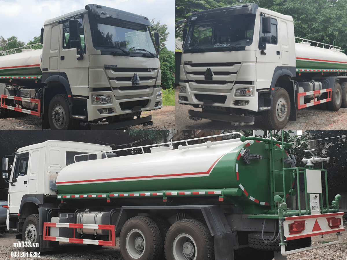 Showroom trưng bày xe phun nước Howo 12 khối chính hãng tại đại lý Minh Hải.