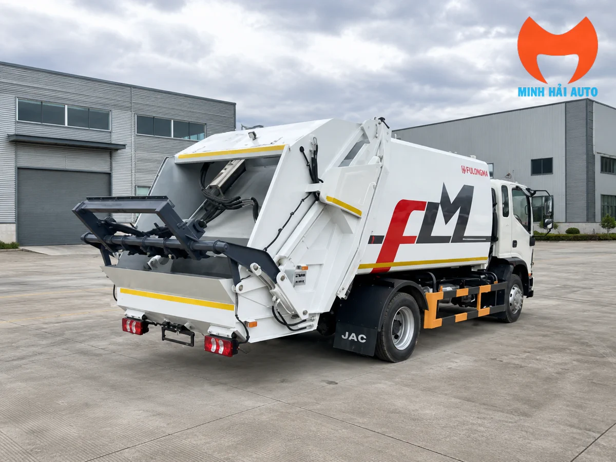 Thùng ép rác thép ST-52 trên xe Fulongma 10 khối