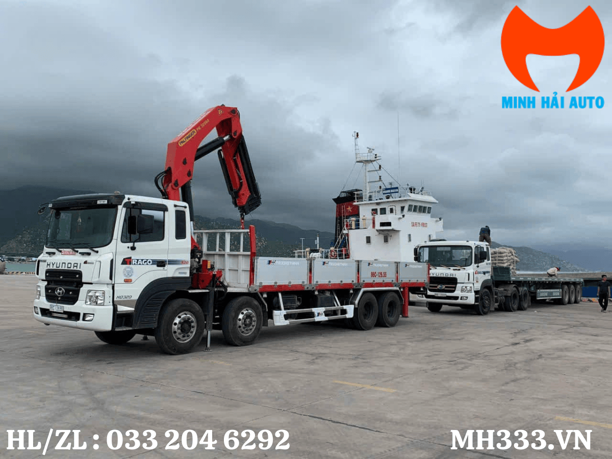 Hyundai HD320 Gắn Cẩu Gập Palfinger PK 32080