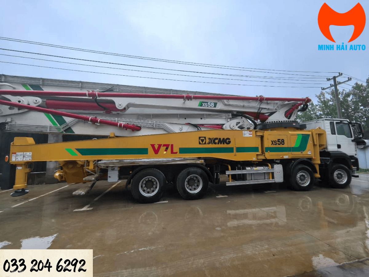 Toàn cảnh xe bơm bê tông cần 58m XCMG chính hãng tại Minh Hải Auto.