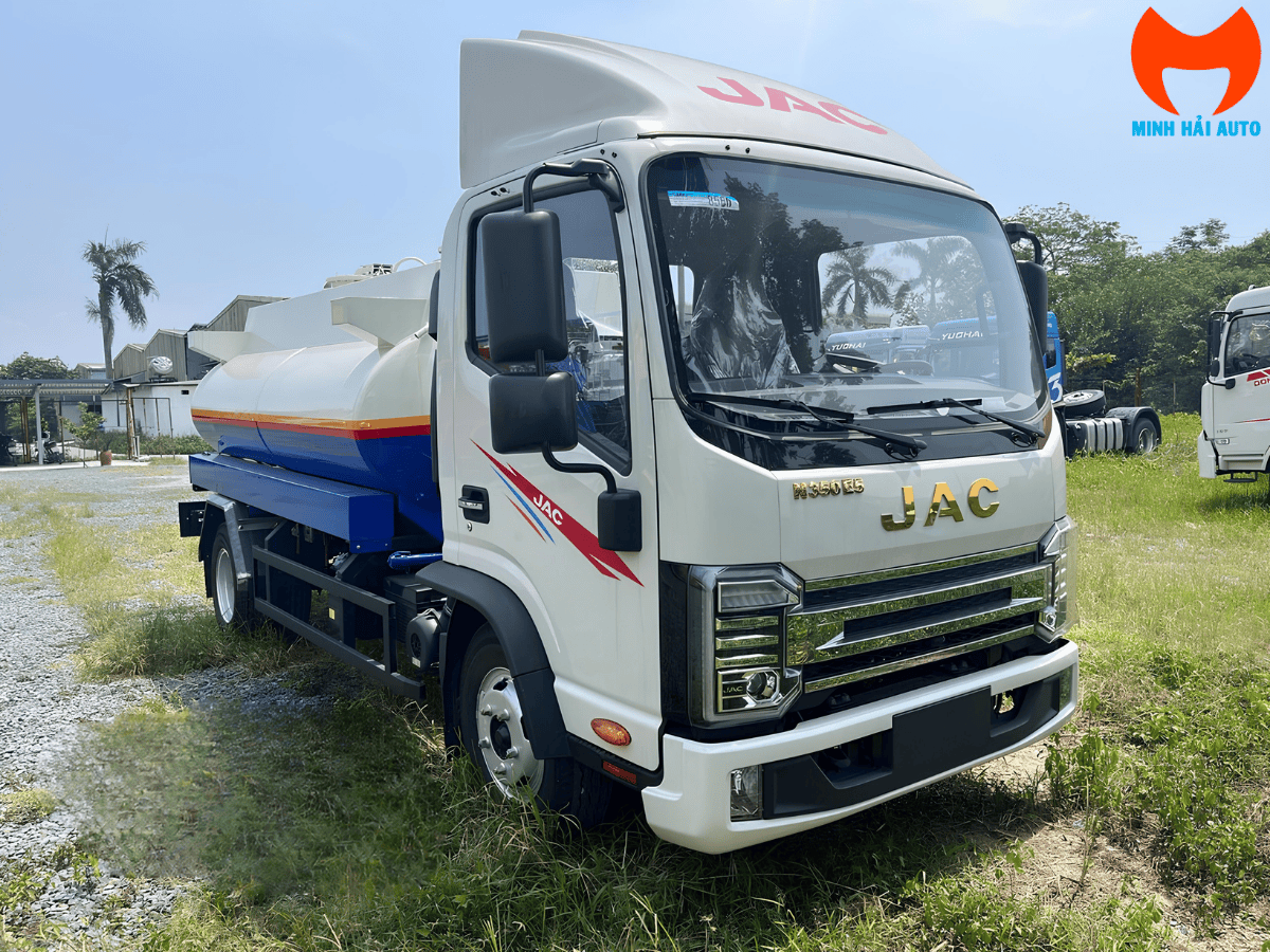 Toàn cảnh xe bồn chở xăng dầu 5 khối JAC N350 xi téc 5m3 chính hãng Minh Hải Auto