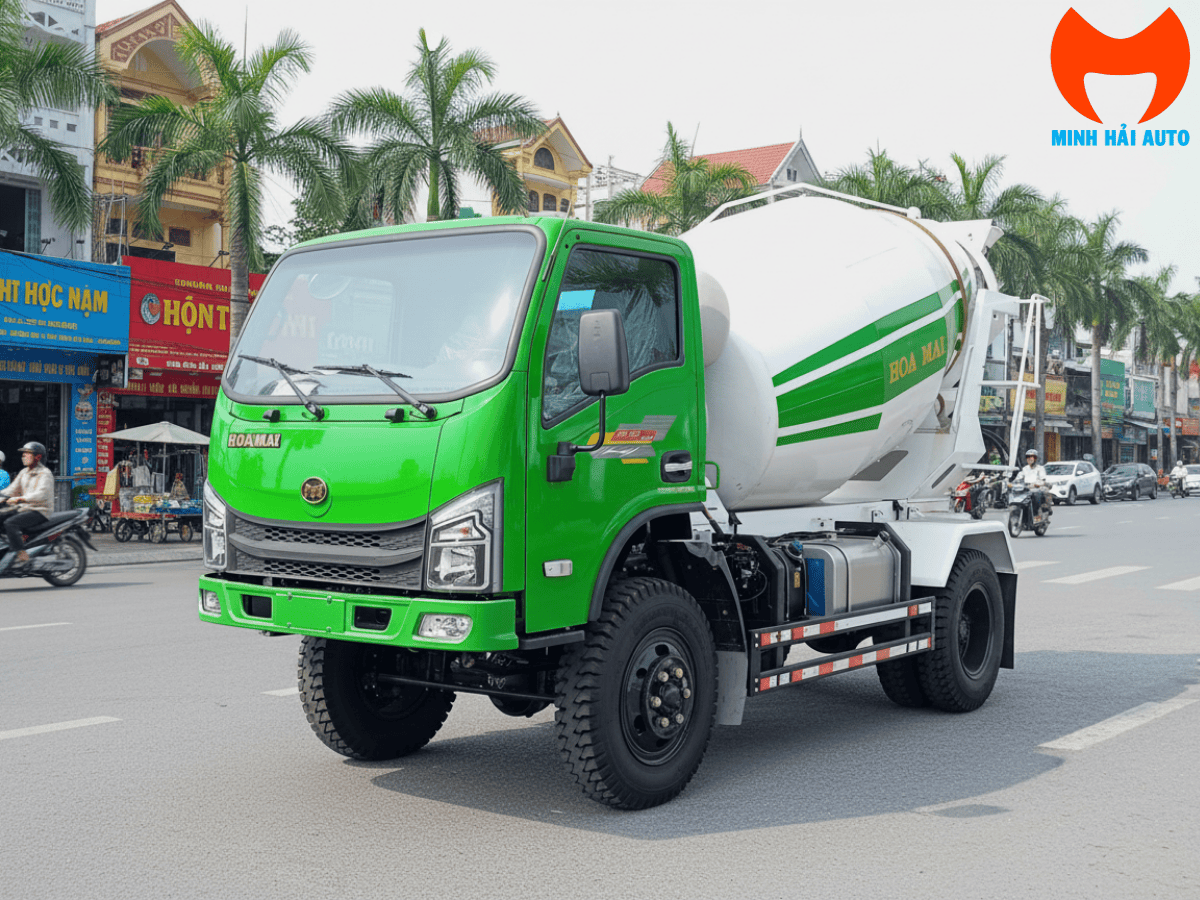 Xe trộn bê tông Hoa Mai 3,8 khối 2 chân 2 cầu