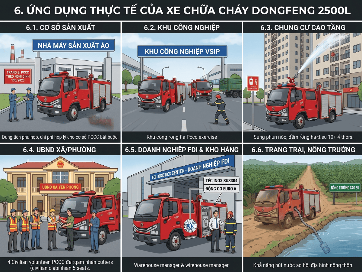 Ứng Dụng Thực Tế Của Xe Chữa Cháy Dongfeng 2500L