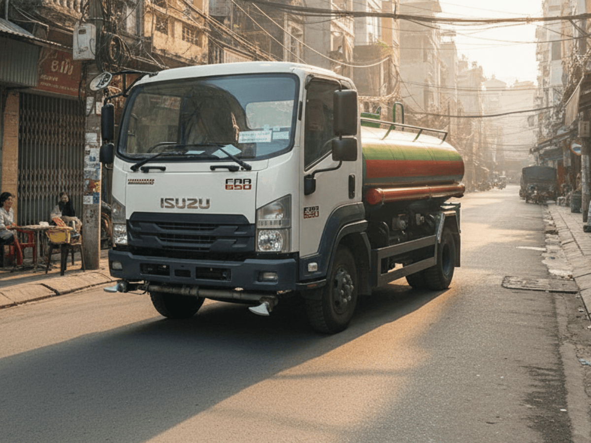 Xe bồn chở nước Isuzu 6 khối phun nước rửa đường