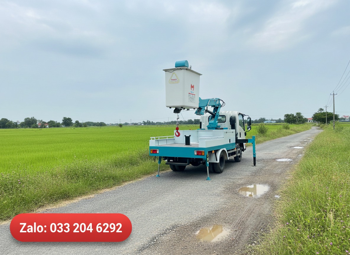 Xe cắt cây – xe nâng người cắt tỉa cây xanh 8–28m tại Minh Hải Auto