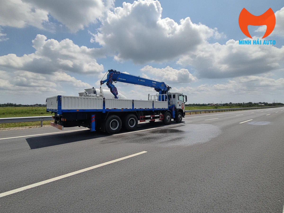 Xe cẩu 20 tấn nâng kết cấu thép công trình
