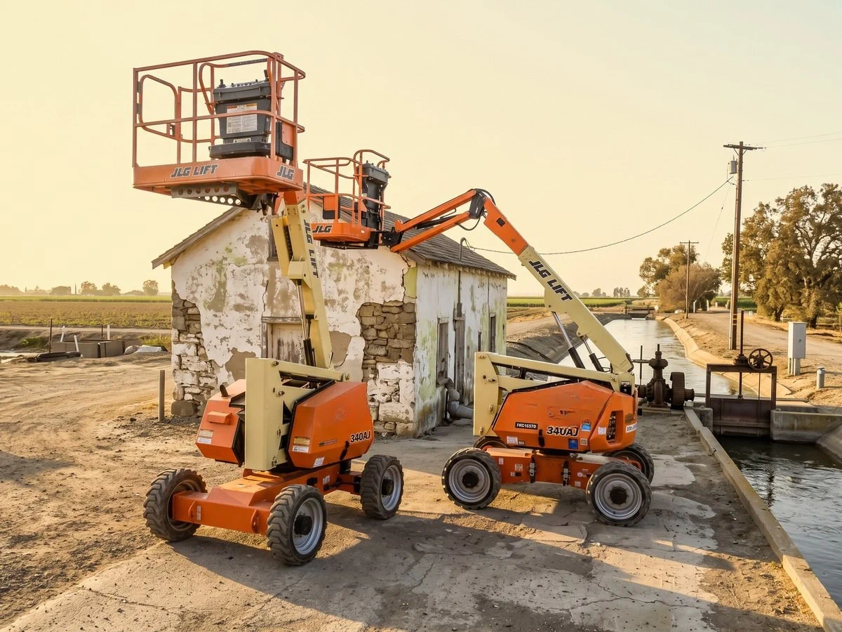Boom lift khớp gập 12m dùng tại công trường