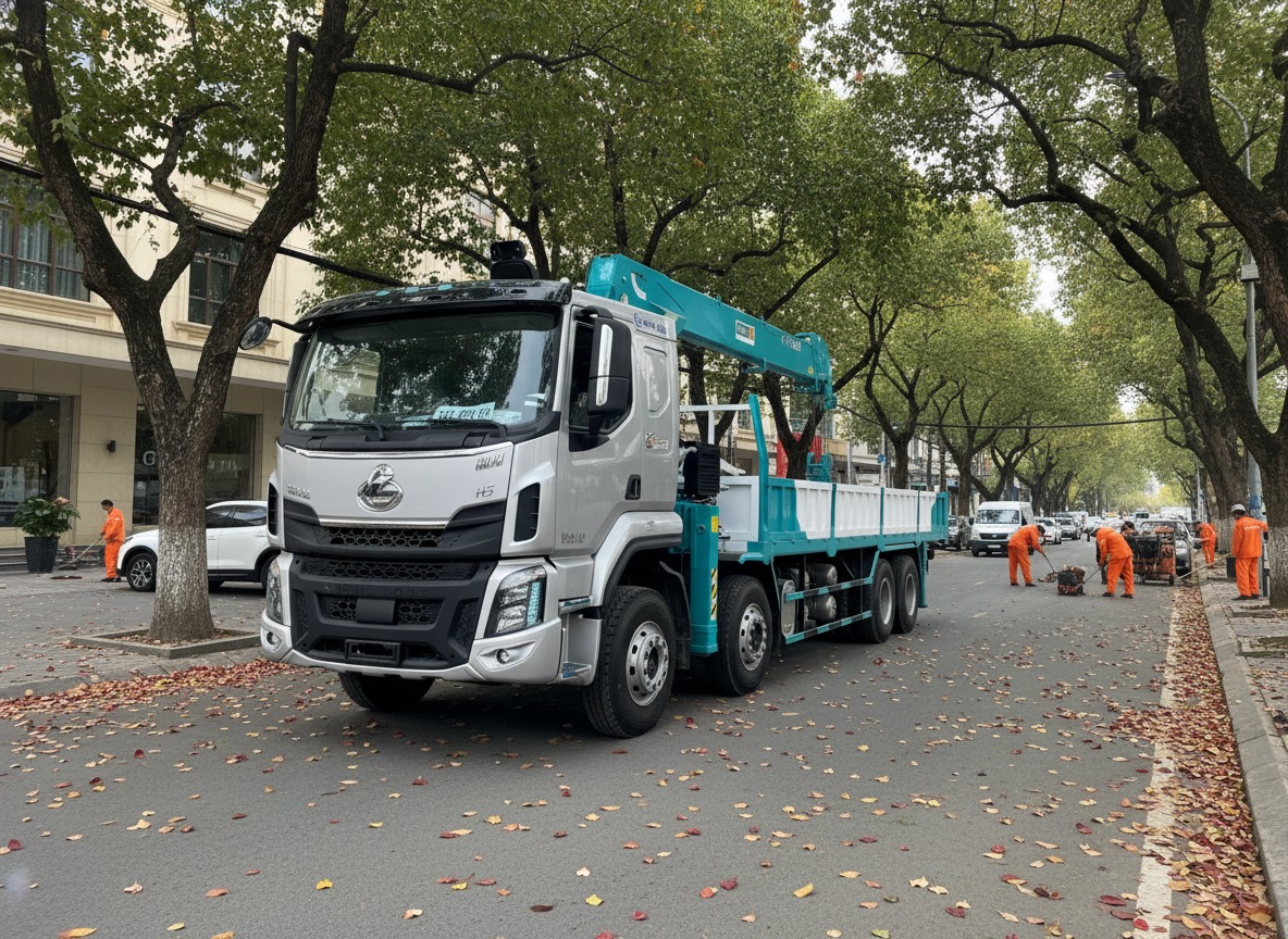 Xe cau tu hanh 12 tan Hyundai Everdigm HLC-12015 tren nen xe Chenglong 8x4.