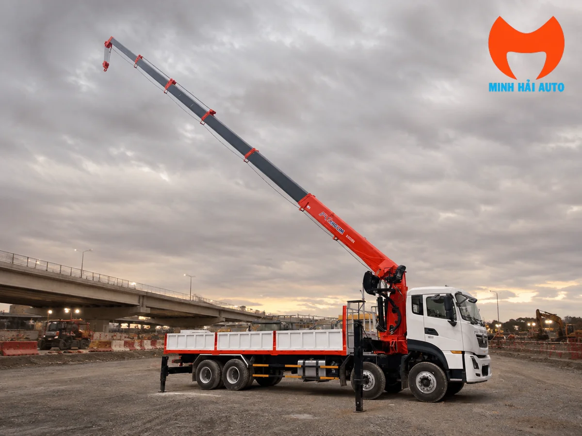 Xe cẩu tự hành 15 tấn làm việc tại công trường xây dựng