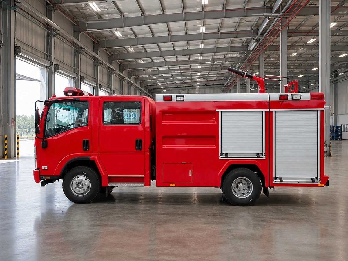 Xe chữa cháy Foam trong kho logistics ban ngày