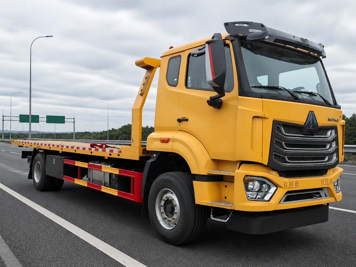 Xe cứu hộ sàn phẳng HOWO NX trên đường vành đai