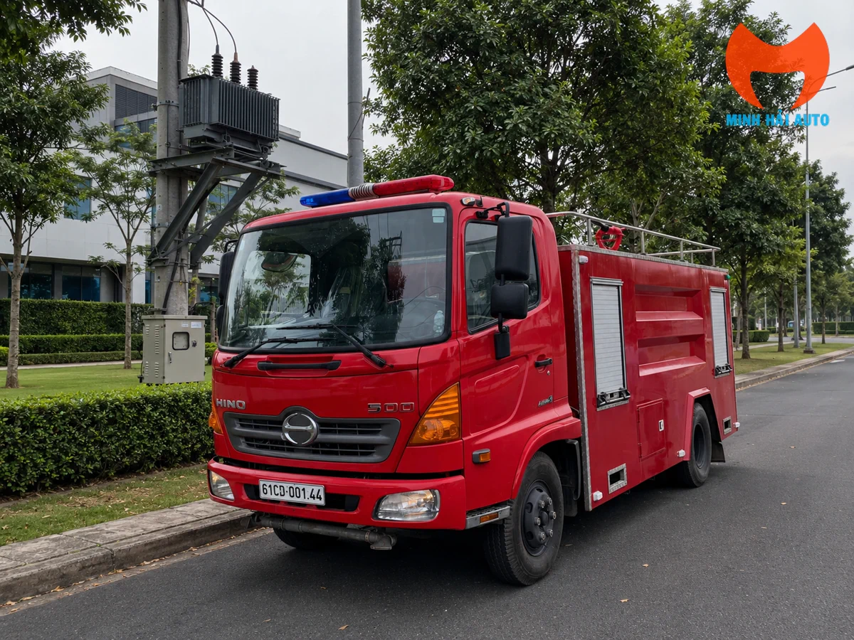 Xe chữa cháy Hino 6 khối minh họa so sánh, không phải sản phẩm Dongfeng