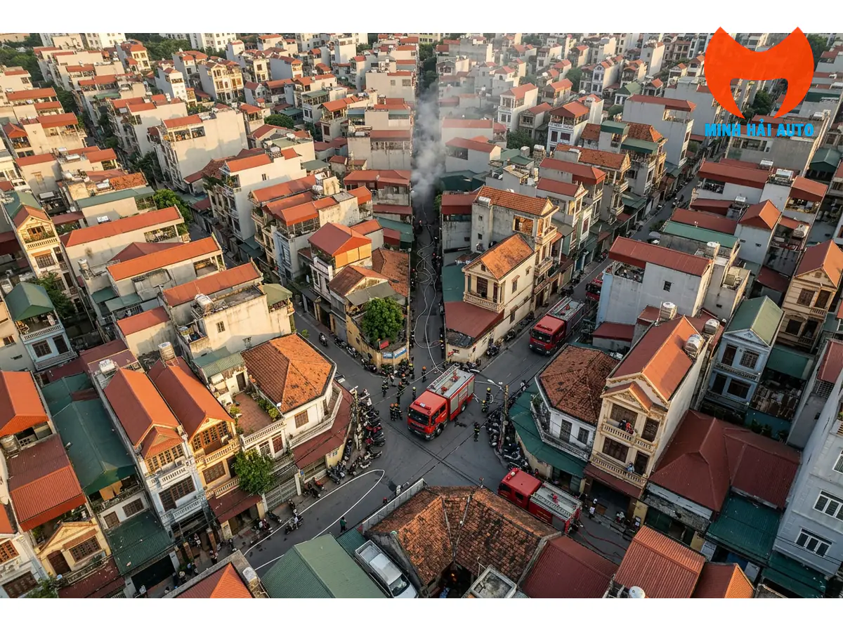 Toàn cảnh khu dân cư ngõ hẹp tại Việt Nam