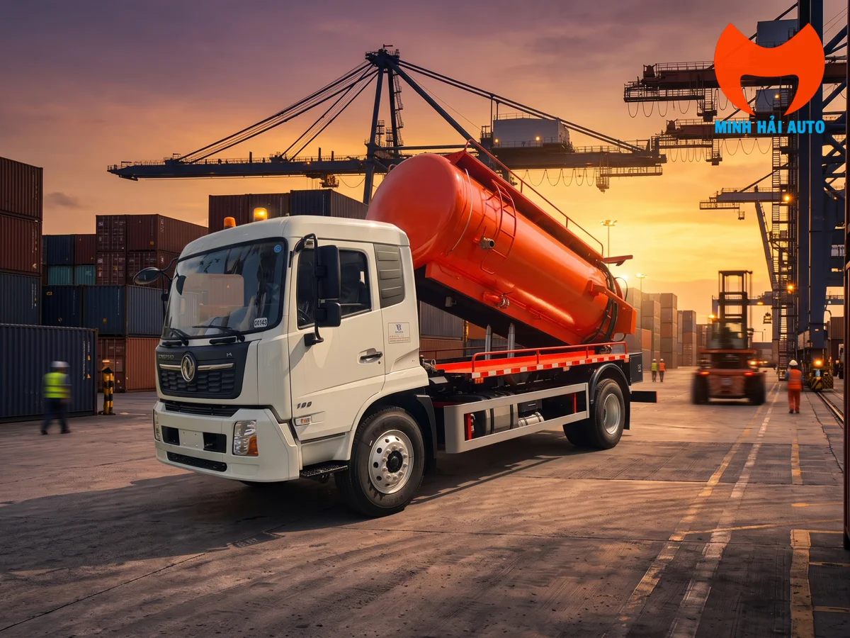 Bồn nâng ben xe hút bùn Dongfeng 180HP Xe hút bùn Dongfeng 180HP nâng ben bồn xả cặn