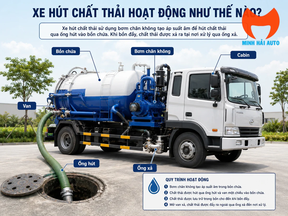 Xe hút chất thải và hệ thống tạo chân không chuyên dụng