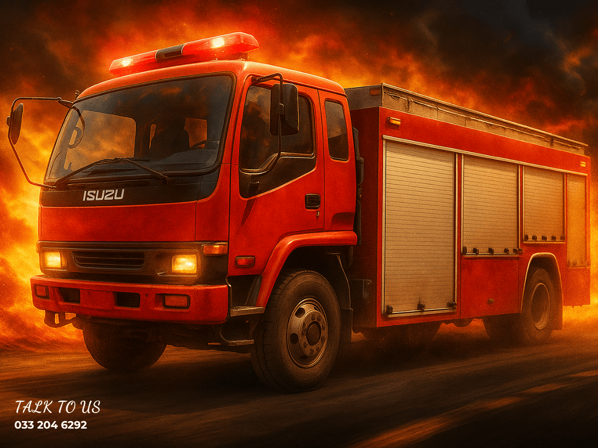 Xe Isuzu cứu hỏa 5 khối đang phun bọt chữa cháy - Cung cấp bởi Minh Hải