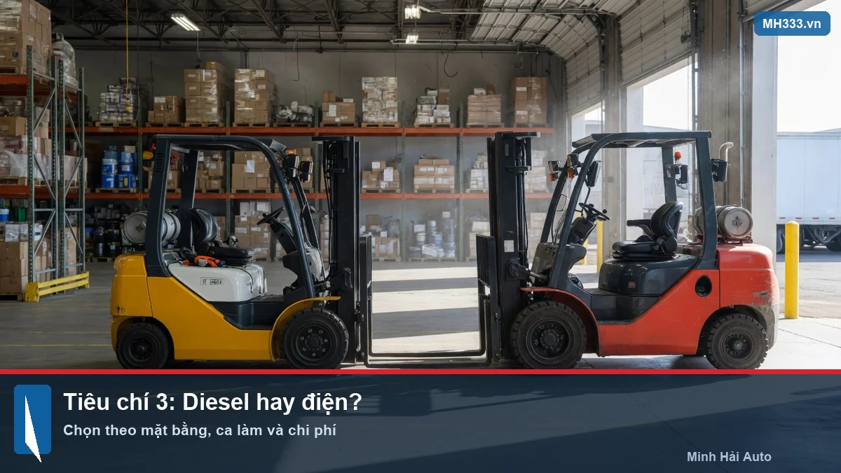 So sánh xe nâng forklift diesel và điện