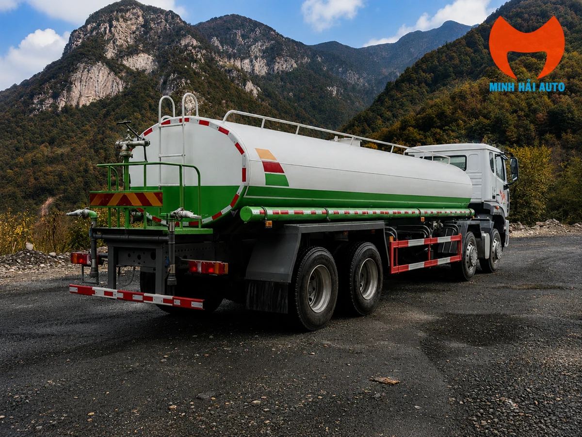 Xe phun nước Howo 17 khối góc sau với cột phun và súng cao áp