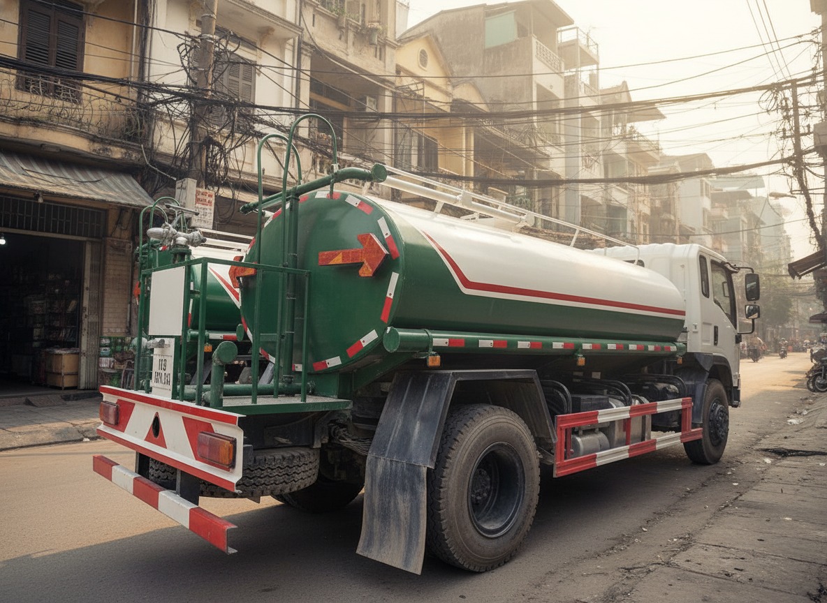 Xe phun nước rửa đường 9 khối Howo đang làm việc thực tế