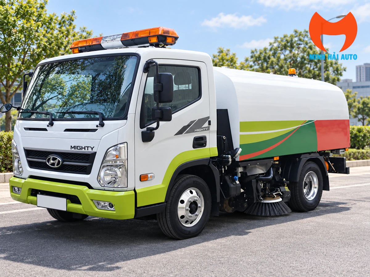Cabin Hyundai và hệ thống chổi quét bên hông của xe quét đường 4 khối