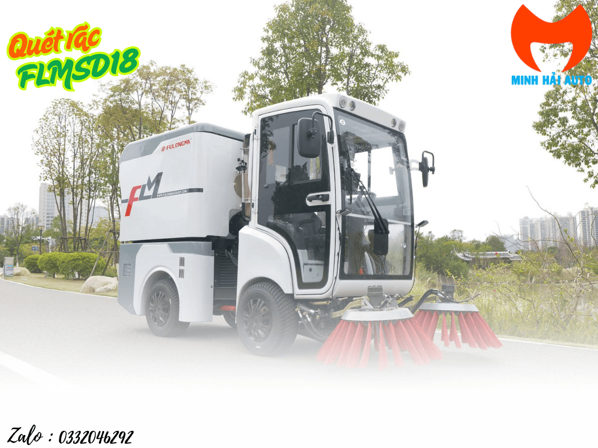 Cận cảnh hệ thống chổi quét và hút của xe FLMSD18