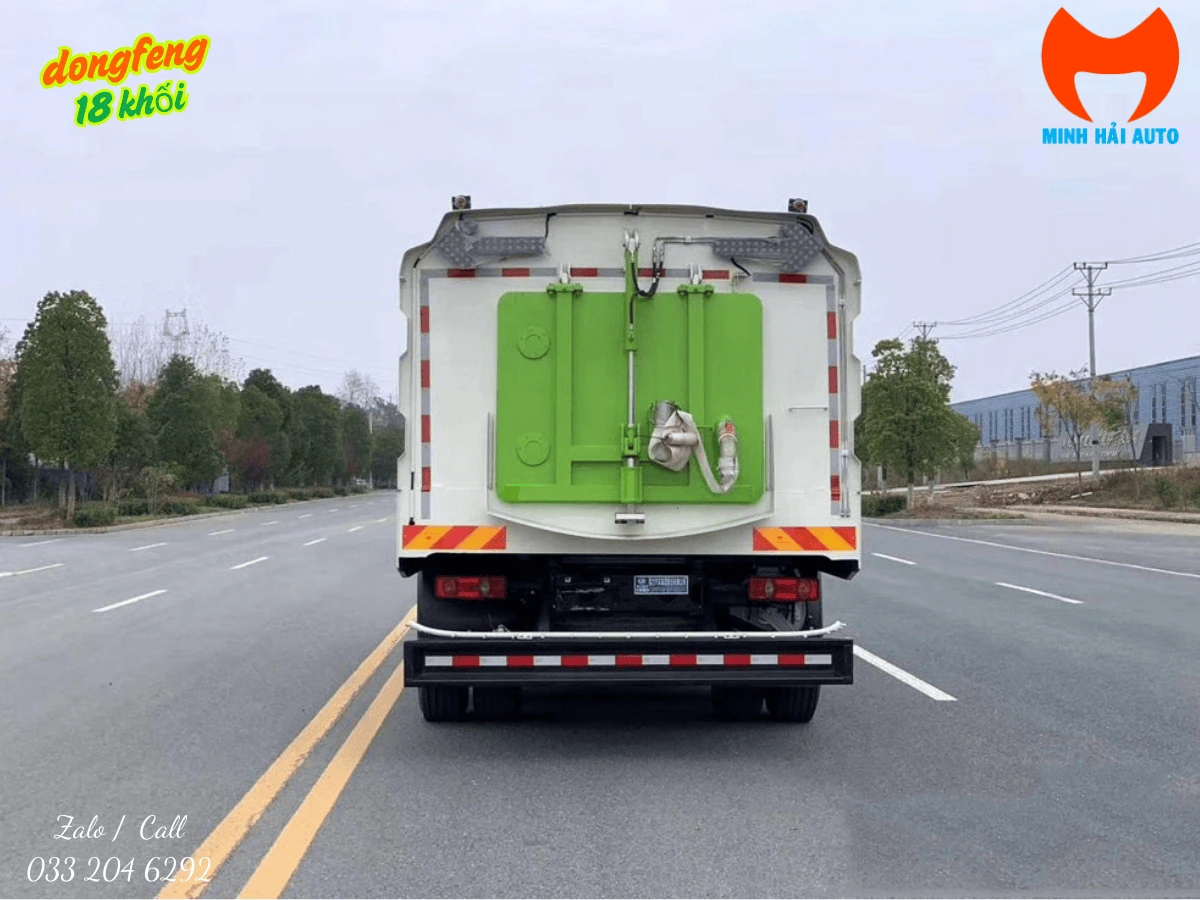 Phía sau thùng chứa của xe quét rửa đường Dongfeng chạy điện