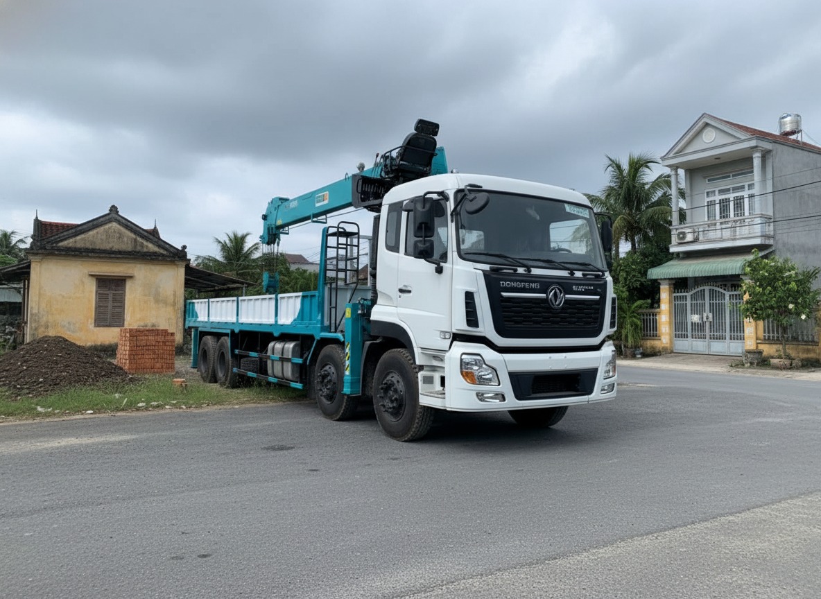 Xe Tải Dongfeng 5 Chân Gắn Cẩu Hyundai HLC-12015 (12 Tấn 5 Khúc) 
