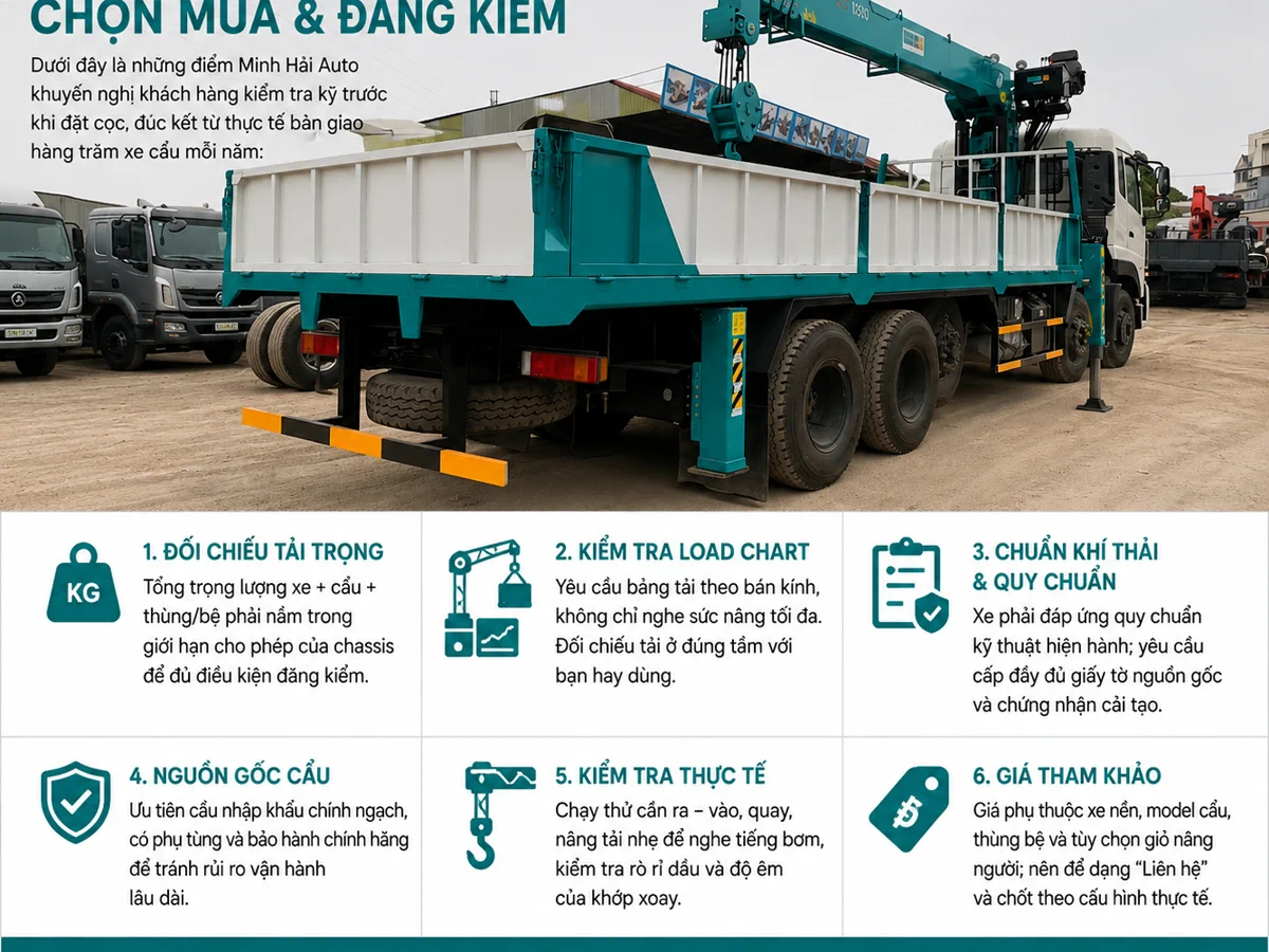 Kinh nghiệm chọn mua và đăng kiểm xe tải gắn cẩu Hyundai