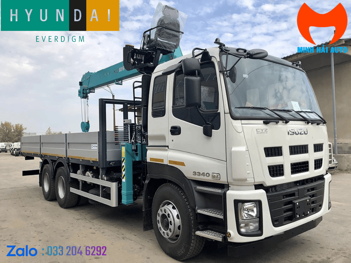 Xe tải ISUZU GIGA 3 chân gắn cẩu 8 tấn Hyundai Everdigm HLC 8016.