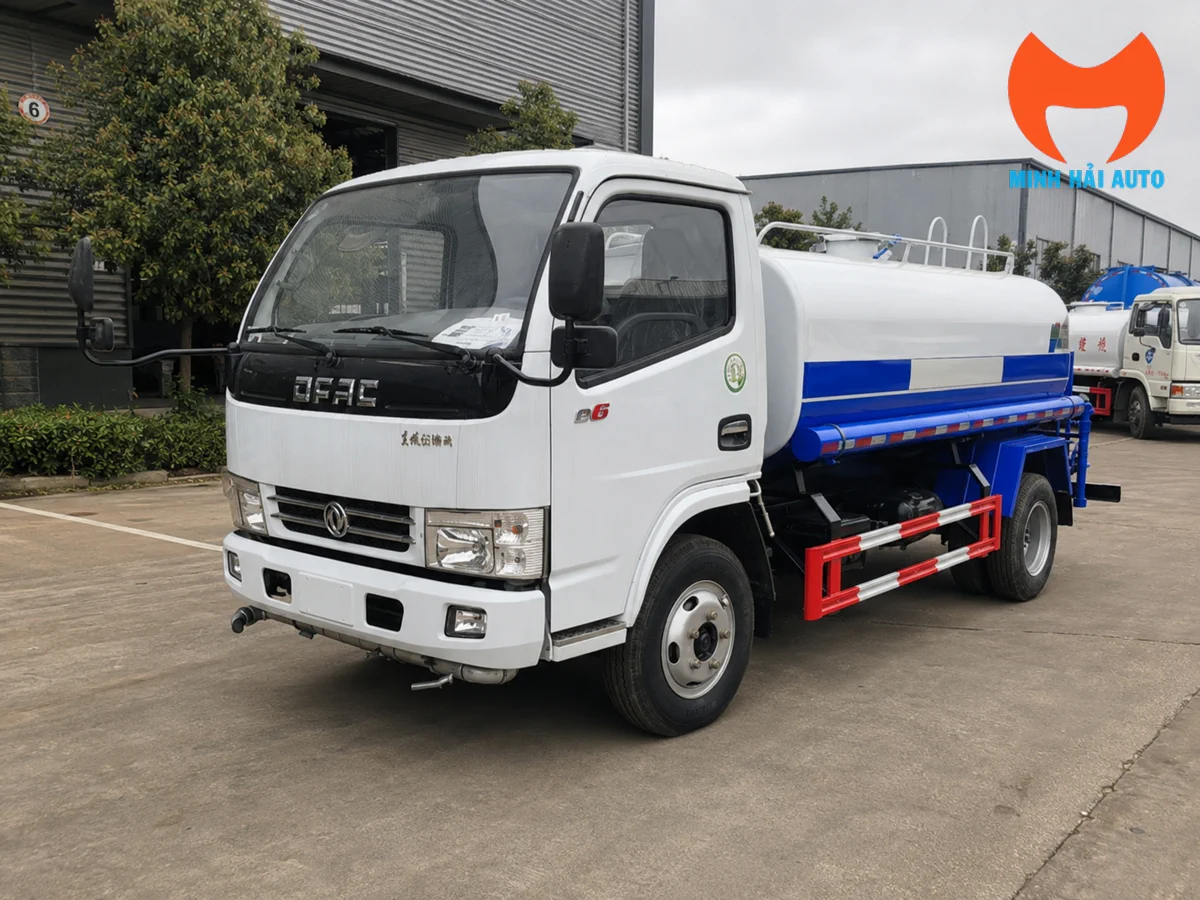 Xe téc phun nước Dongfeng 5,3 khối nhìn tổng thể