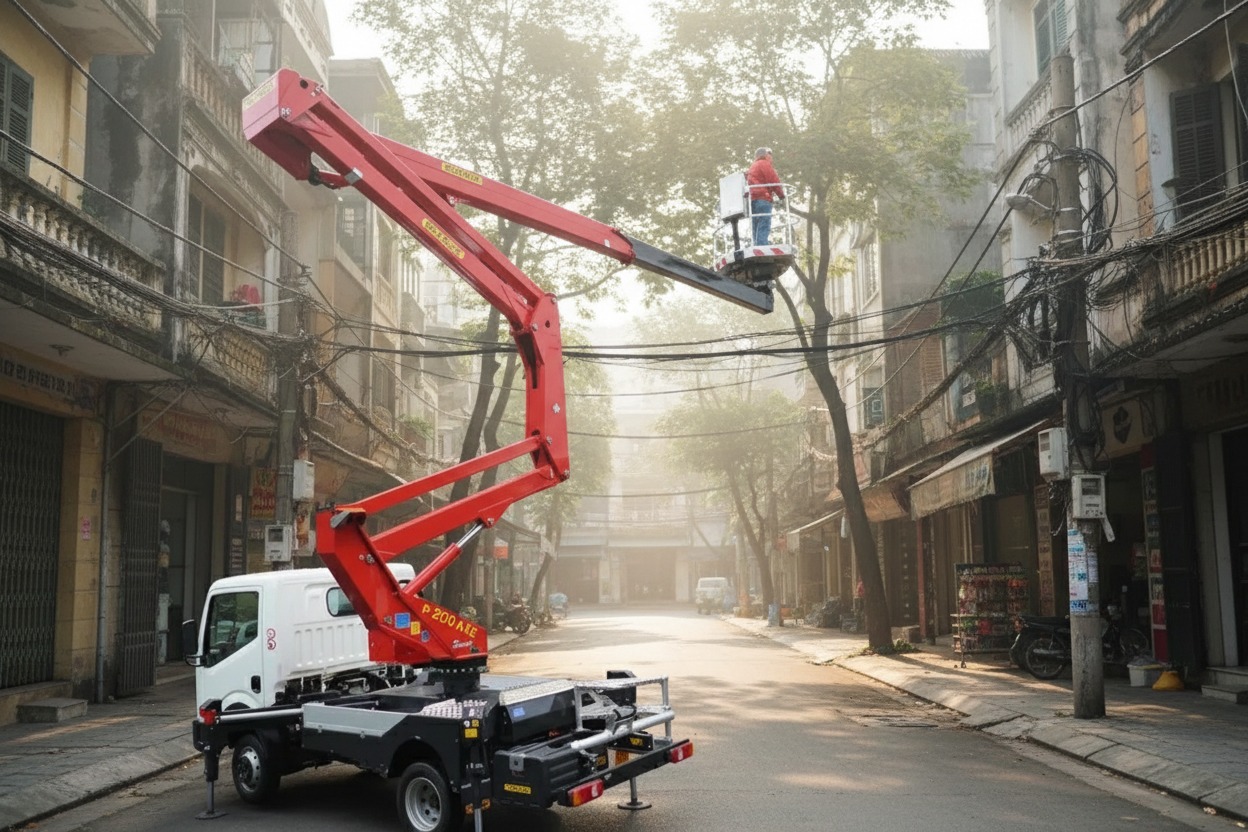 Xe thang nâng người 14m palfinger